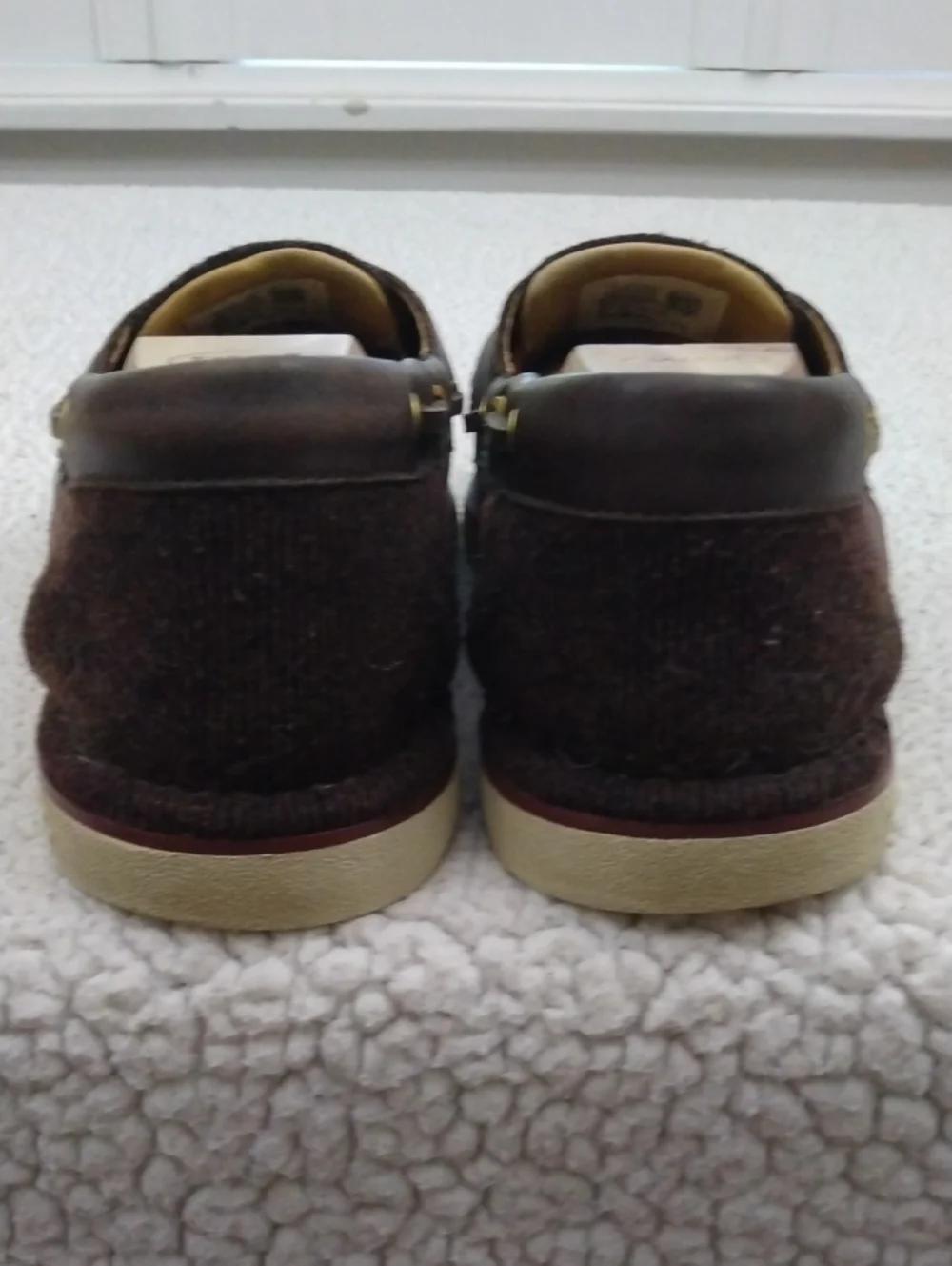 Sperry Gold Cup Dark Brown Leather/Wool Boat Shoes  10.5